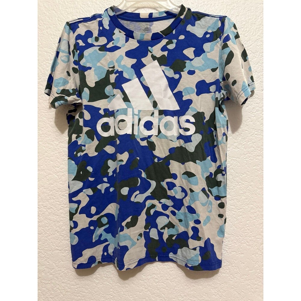 Adidas Youth XL Blue Camo Logo Graphic T-Shirt